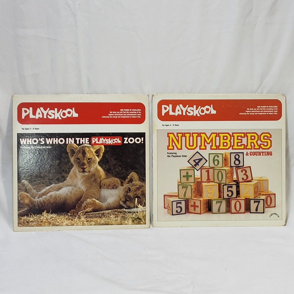 Vintage 1983 Playskool Kids Vinyl Record Lot Zoo Animals Numbers Counting LP